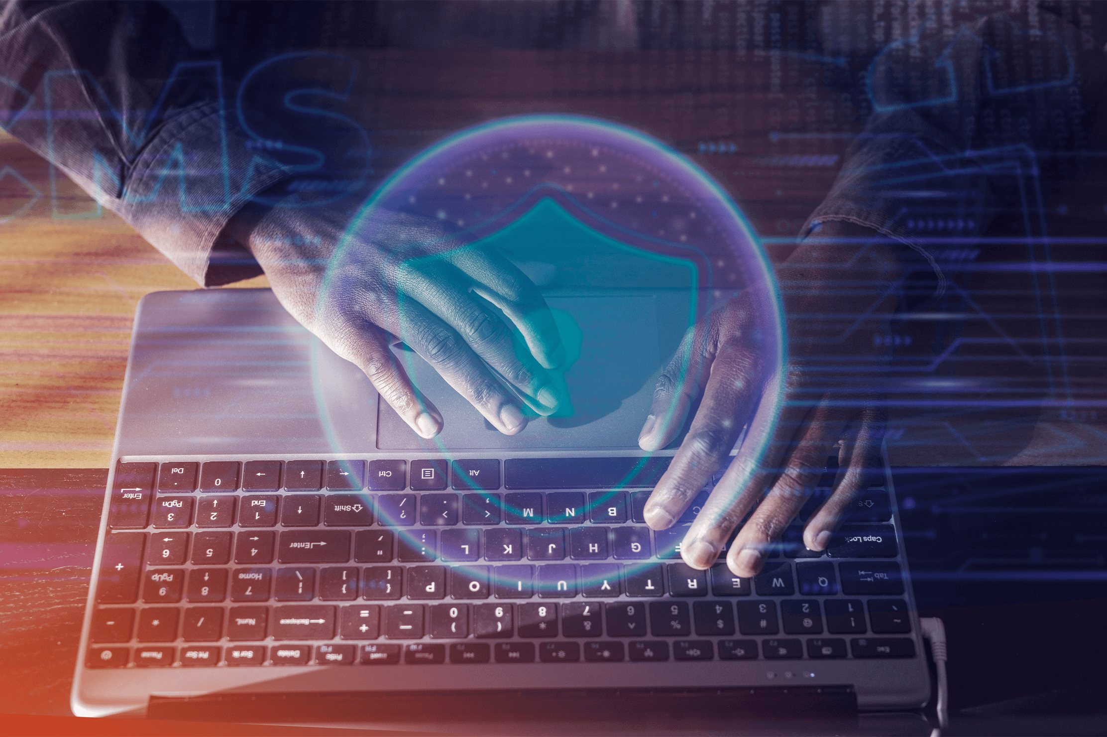 Man working on a laptop in the cafe